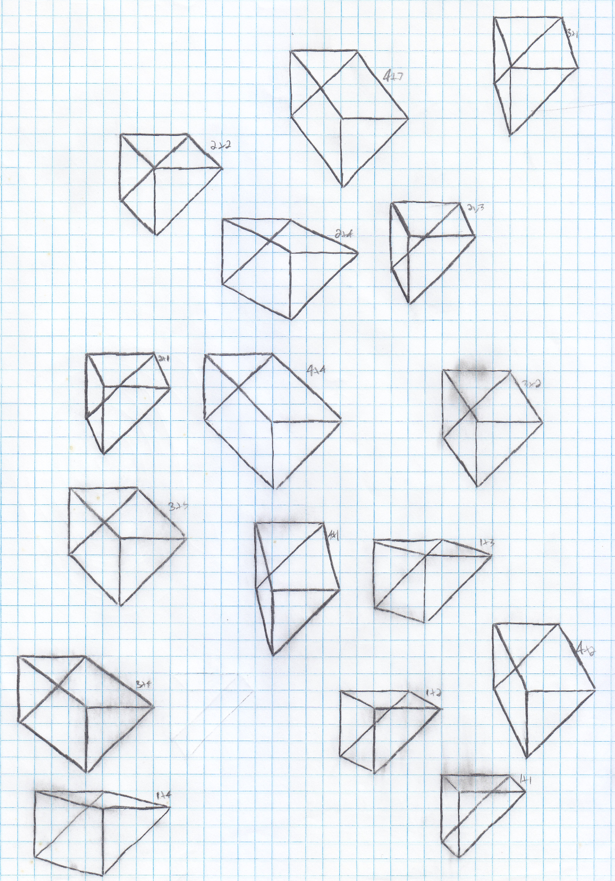 a full page with various sizes of three dimensional triangles