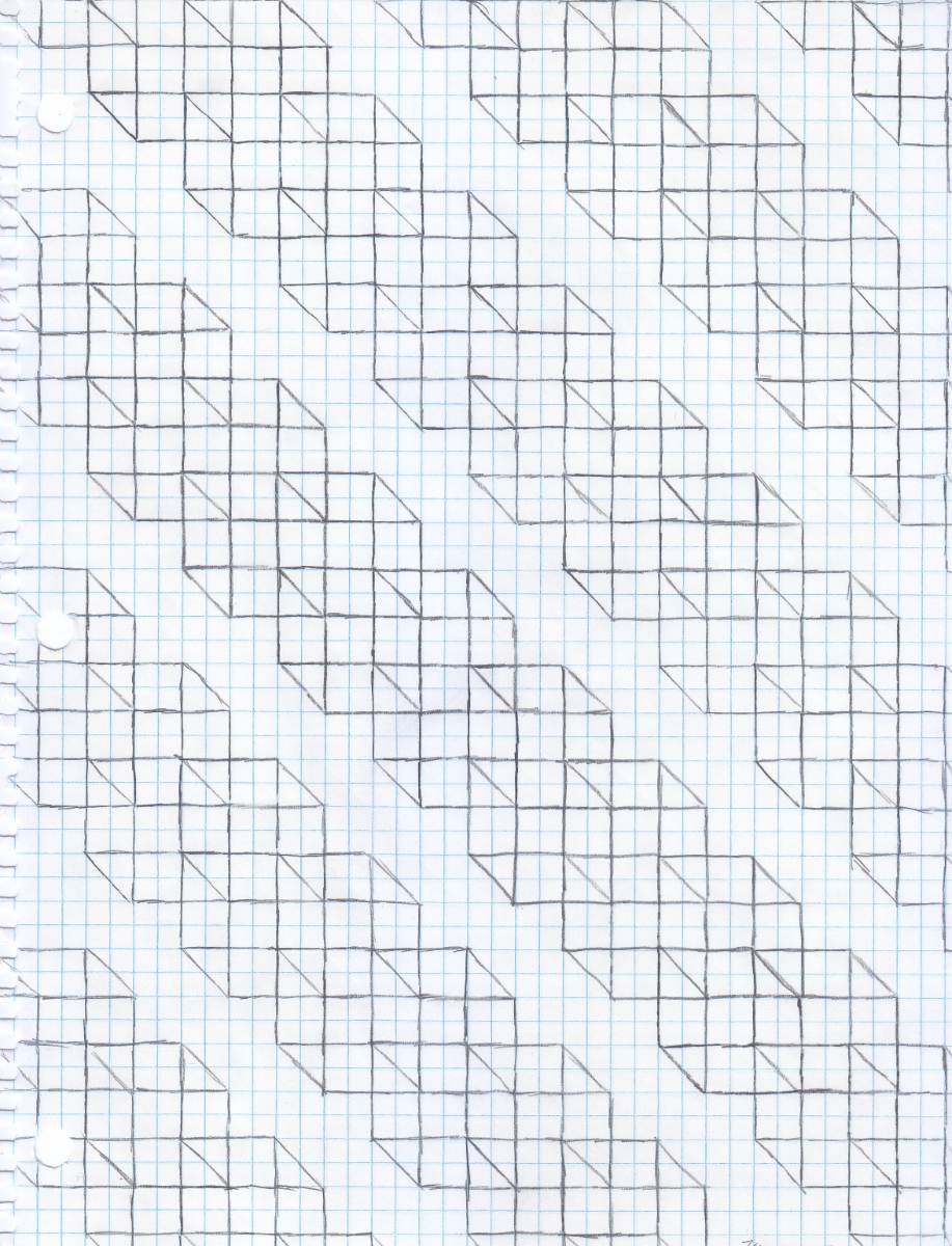 several diagonal strings of cubes from the top left to the bottom right